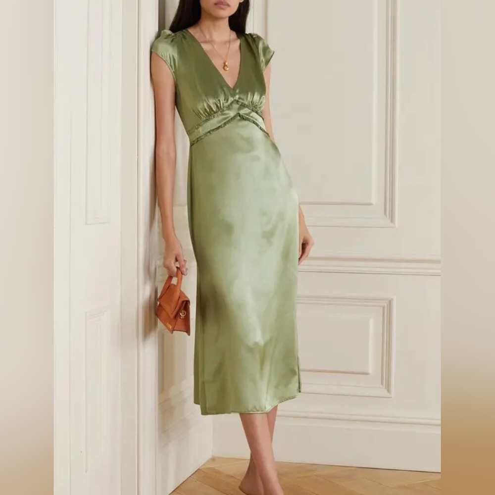 NWT Reformation Kaye dress in green silk